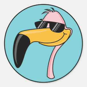 cool pink flamingo in sunglasses classic round sticker