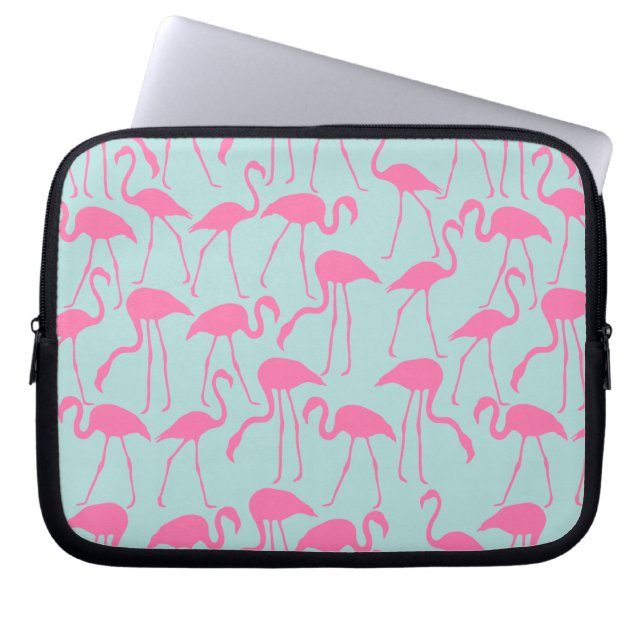 Cool Pink Flamingo Pattern Laptop Sleeve (Front)