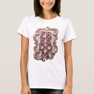 Cool Pink FREEDOM Text Design T-Shirt