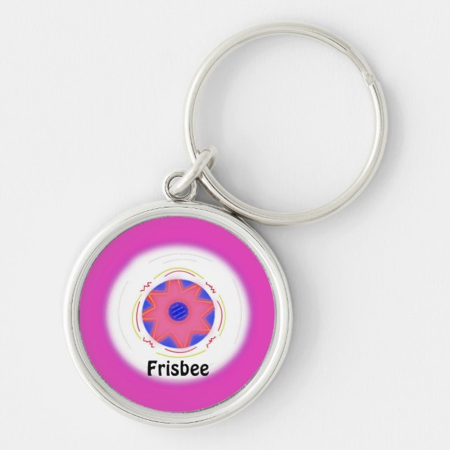 Cool Pink Frisbee Design Key Ring (Front)