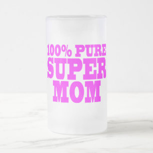 Cool Pink Gifts for Moms : Super Mum Frosted Glass Beer Mug