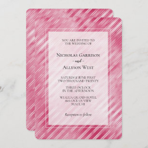 Cool Pink Glam Stripes Wedding Invitation