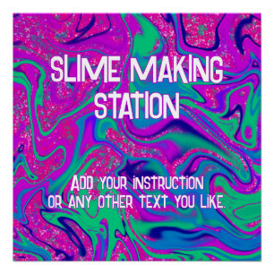 Cool Pink Groovy Girl Birthday Slime Party Custom Poster