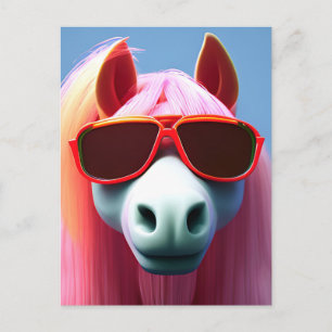 Cool Pink Horse in Sunglasses Postcard