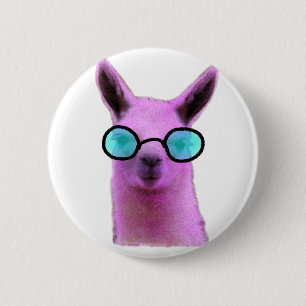 Cool Pink Llama! 6 Cm Round Badge