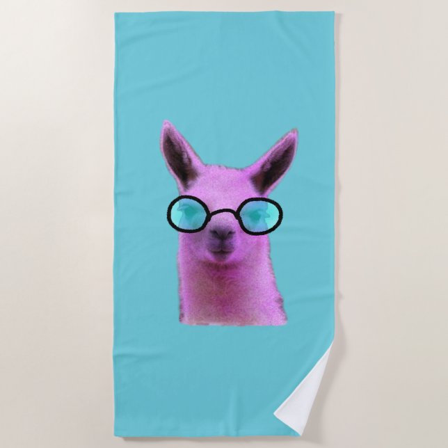 Cool Pink Llama! Beach Towel (Front)