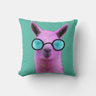 Cool Pink Llama! Cushion Throw Pillow