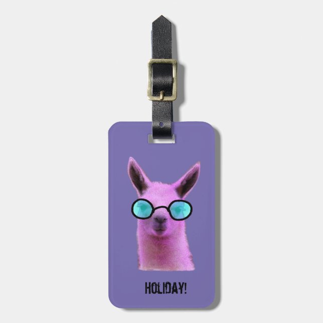 Cool Pink Llama! Custom Luggage Tag (Front Vertical)