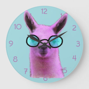 Cool Pink Llama! Large Clock