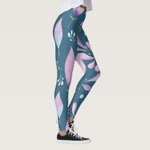 cool pink marble floral pattern women leggings