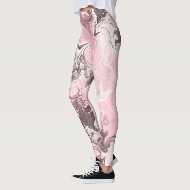 cool pink marble smudge pattern women girls leggings (Left)