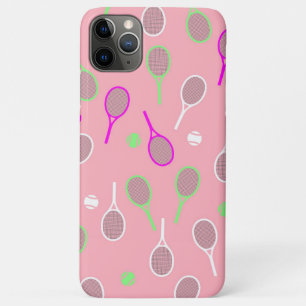 Cool Pink Retro Racquets Pattern Tennis Player  iPhone 11 Pro Max Case
