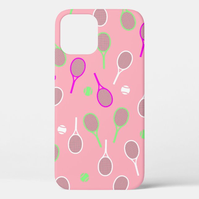 Cool Pink Retro Racquets Pattern Tennis Player  Case-Mate iPhone Case (Back)