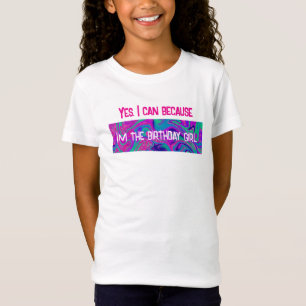 Cool Pink Teal Glitter I'm The Birthday Girl T-Shirt
