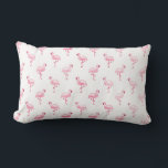 Cool Pink Tropical Flamingo Pattern on White Lumbar Cushion<br><div class="desc">Pink Tropical Flamingo Pattern on White Background.The Pink Flamingo Bird Print makes a great gift for a wild tropical summer party.</div>