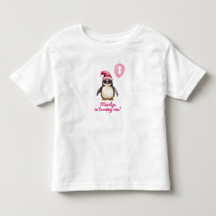 Cool Pink Winter Penguin Toddler T-Shirt