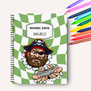 Cool Pirate Gamer Holding Video Games Controller Notebook
