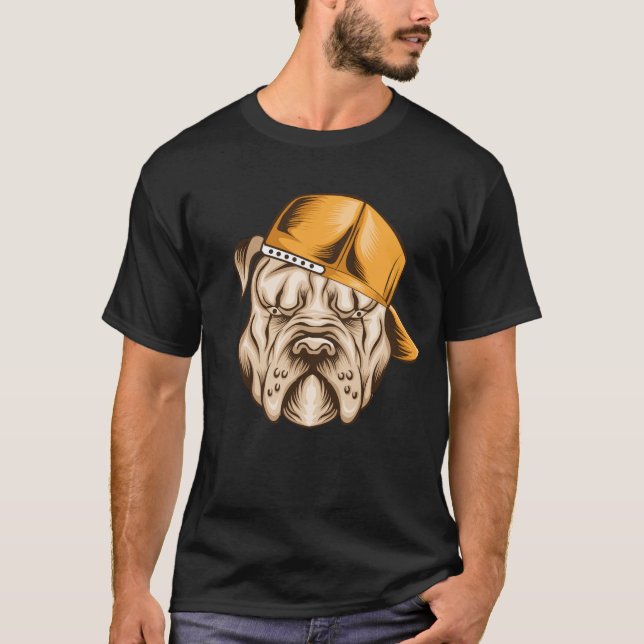 Cool Pitbull in a Cap  T-Shirt (Front)