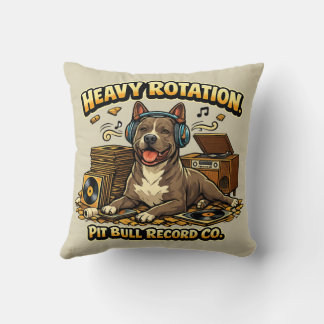 Cool Pitbull Vinyl Records Retro Vibe Cushion