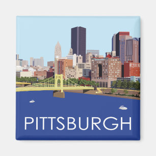 Cool Pittsburgh Skyline Computer Illustration Magnet