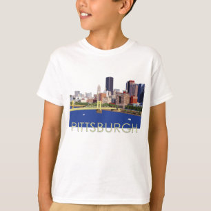 Cool Pittsburgh Skyline Computer Illustration T-Shirt