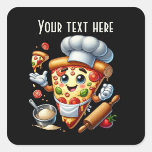 Cool pizza baking party  square sticker