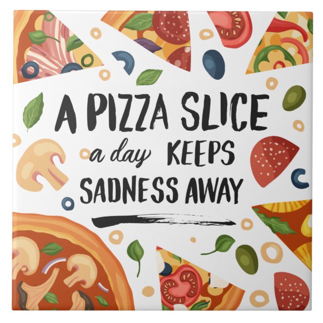cool pizza lovers graphics and word art tile (Front)