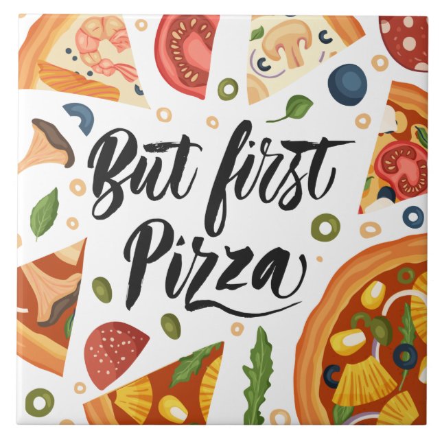 cool pizza lovers graphics and word art tile (Front)