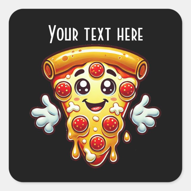 Cool pizza party lovers add text  square sticker (Front)