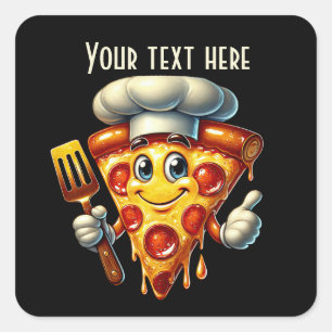 Cool pizza party lovers add text  square sticker