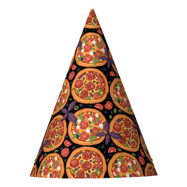 cool pizza party pattern  party hat (Front)