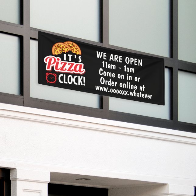 cool pizza shop add text business banner (Outside Building)