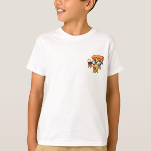 Cool Pizza Slice Holding Ice Cream Kids T-Shirt
