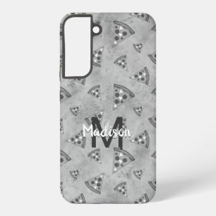 Cool pizza slice vintage black white grey Monogram Samsung Galaxy Case