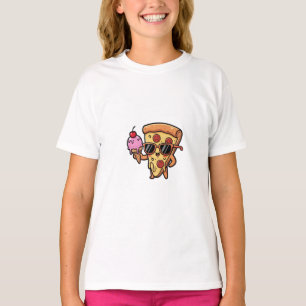 Cool Pizza Slice with Sunglasses and Ice Cream Kid T-Shirt