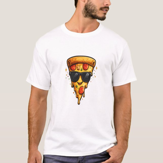 Cool Pizza Slice with Sunglasses T-Shirt (Front)