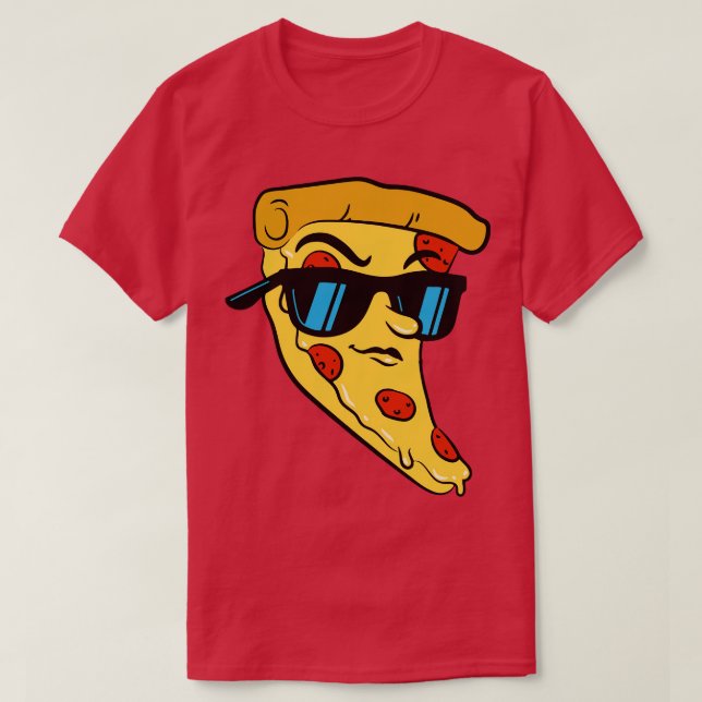 Cool Pizza Slice with Sunglasses T-Shirt (Design Front)