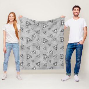 Cool pizza slices vintage black white grey pattern fleece blanket