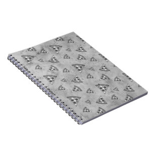 Cool pizza slices vintage black white grey pattern notebook