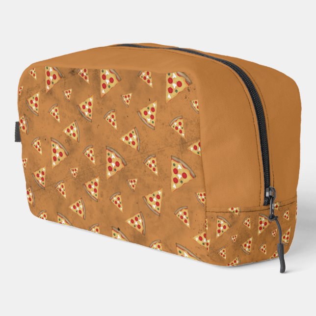 Cool pizza slices vintage brown pattern dopp kit (Right Corner)