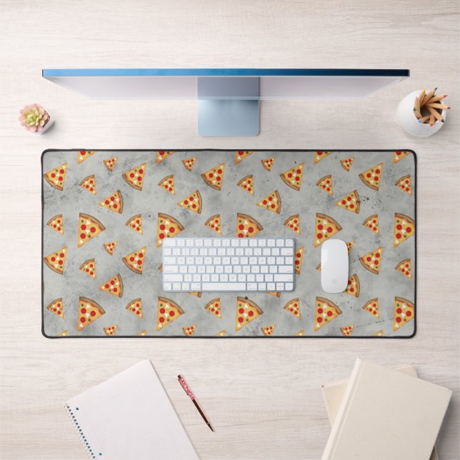 Cool pizza slices vintage grey pattern desk mat (Office 1)