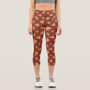 Cool pizza slices vintage red pattern capri leggings