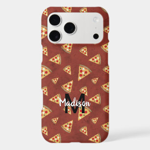 Cool pizza slices vintage red pattern Monogram