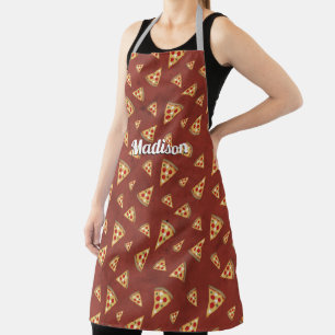 Cool pizza slices vintage red pattern Personalise Apron