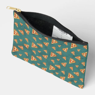 Cool pizza slices vintage teal green pattern accessory pouch