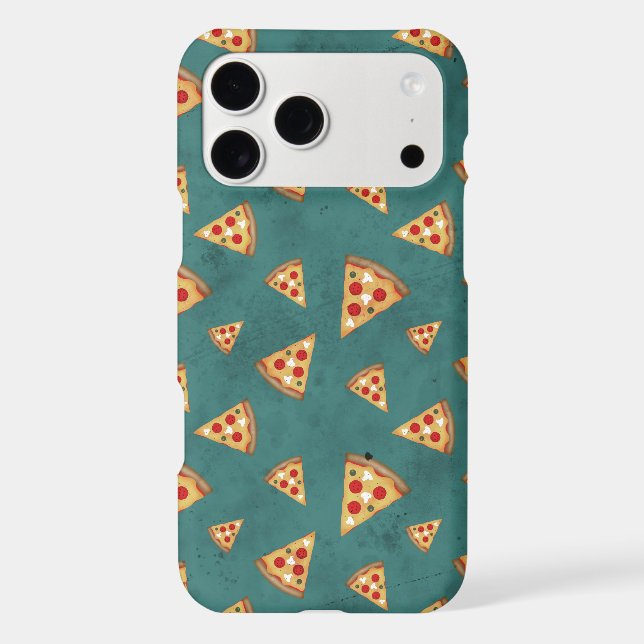 Cool pizza slices vintage teal pattern (Back)