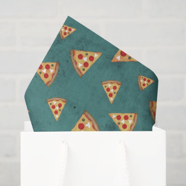 Cool pizza slices vintage teal pattern tissue paper (Gift Bag)