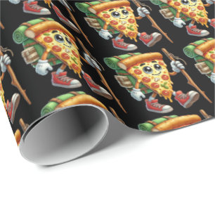 Cool pizza tiled party hiking wrapping paper
