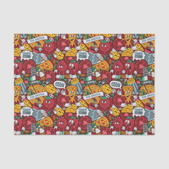 cool pizza tiled party pattern  tissue paper (Front)