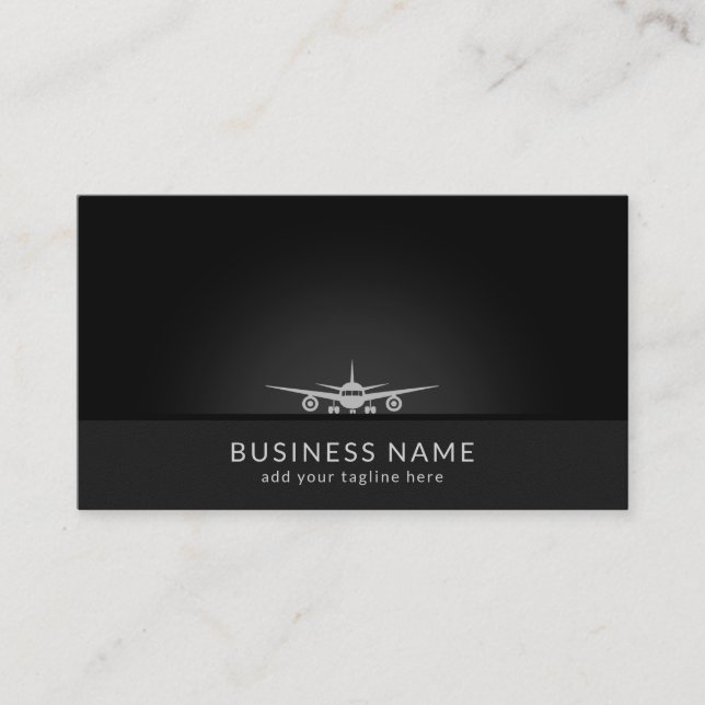 Cool Plane Silhouette Landing on Tarmac Aviation Business Card (Front)